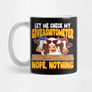 Let Me Check My Giveashitometer Funny Cow Mug